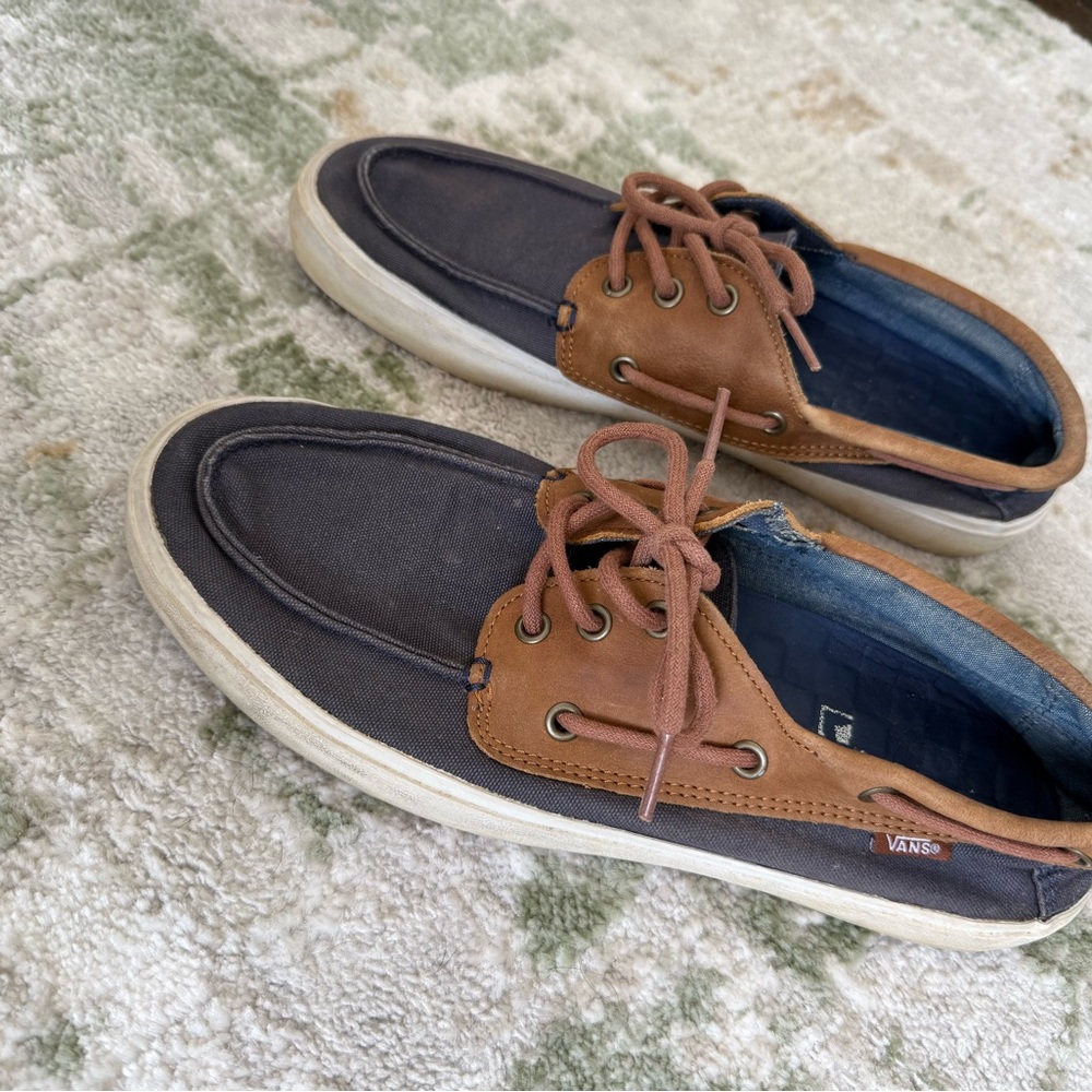 Vans Men's Tan and Navy Boat Shoes